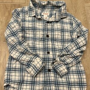 Cat & Jack Toddler White and Blue Plaid Button-Down Shirt 4T